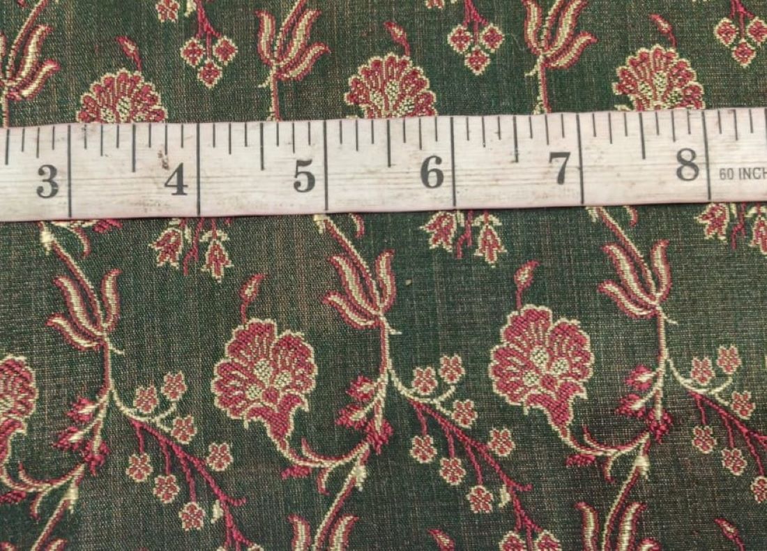 Silk Brocade fabric Green, Red & Gold Color 44" wide BRO70[2]
