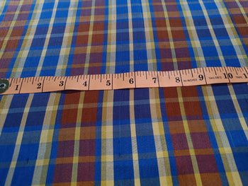 100% silk dupion fabric Plaids 54" wide available in NINE  colors