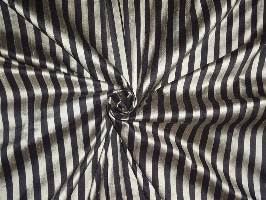 100% silk dupion single piece 5.25 Meters gold black stripe