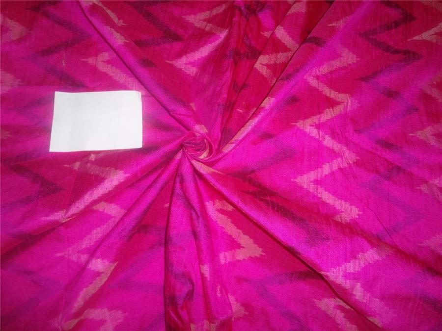 100% pure silk dupion ikat fabric pink colour 44" wide DUPikat37[4]