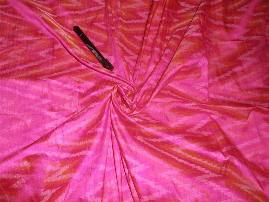 100% pure silk dupioni ikat fabric pink colour 54" wide 5.85 yds DUPikat37[5]