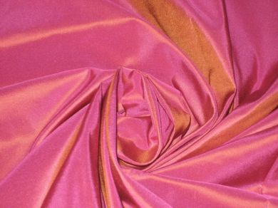 SILK TAFFETA FABRIC ~Hot pink with gold shot 54" wide TAF#51[2]