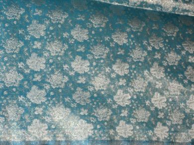 Silk Brocade Fabric Turquoise blue color ~Width 44