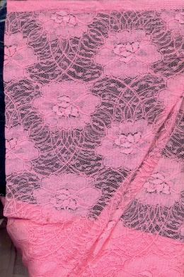 Net jacquard lace fabric available in two colors pink and white 58"