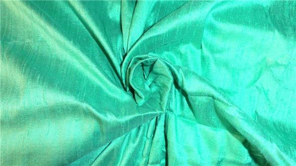 100% Pure Silk Dupion Fabric Sea foam color 44" wide with slubs MM58[1]