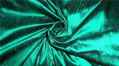 100% PURE SILK DUPION FABRIC BOTTLE GREEN colour 44" wide WITH SLUBS MM58[3]