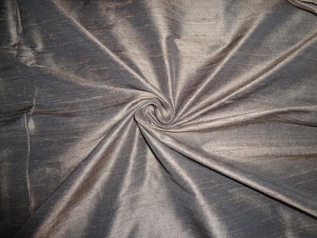 100% PURE SILK DUPION FABRIC COCO & DUSTY BLUE colour 54" wide WITH SLUBS MM42[1]