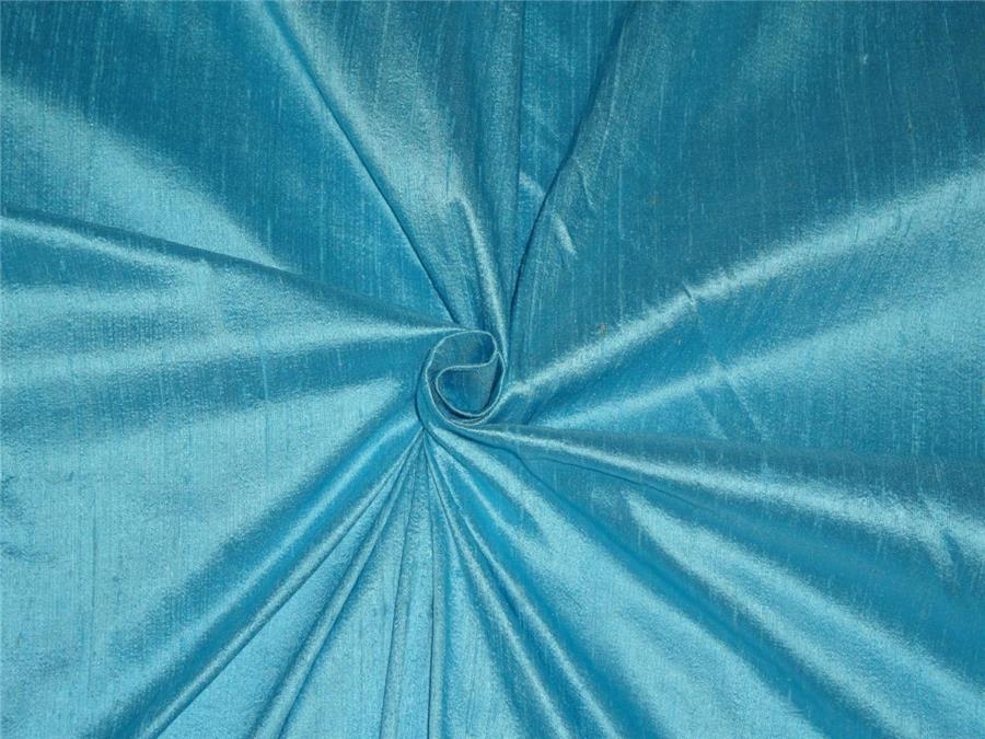 100% PURE SILK DUPIONI FABRIC DUSTY PASTEL BLUE colour 54" wide WITH SLUBS MM65[6]