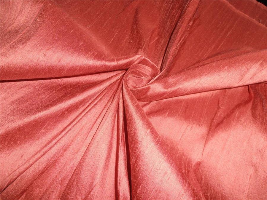 100% PURE SILK DUPIONI FABRIC DUSTY RED colour 54" wide WITH SLUBS MM59[2]