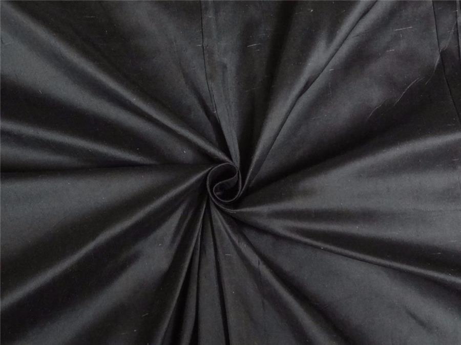 100% PURE SILK DUPIONI FABRIC JET BLACK X WHITE colour 54" wide with SLUBS PKT13[6]