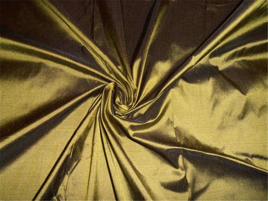 100% PURE SILK DUPIONI FABRIC KHAKHI GREEN colour 54" wide WITHOUT SLUBS PKT84[1]