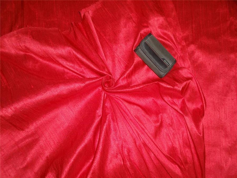 100% PURE SILK DUPION FABRIC RUBY RED colour 54" wide WITH SLUBS MM32[5]