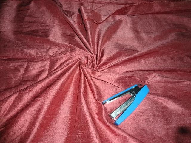 100% PURE SILK DUPION FABRIC RUST colour 54" wide WITH SLUBS MM41[3]