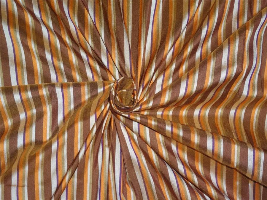 100% silk dupion brown and orange stripes 44" WIDE DUPS54[2]