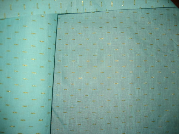 Cotton organdy floral printed fabric Aqua Blue Color