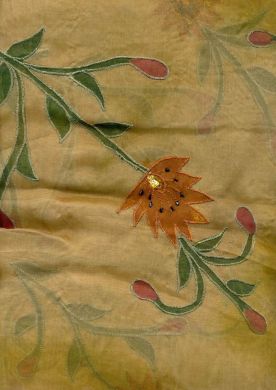 silk organza-khakhi embroidered{tie dye} [762]