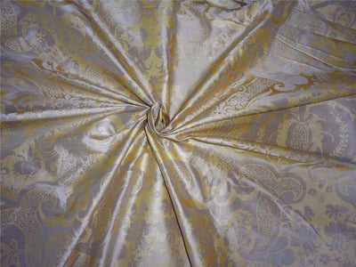 100% pure silk dupion fabric print gold x gold color 54" wide DUP PRINT#36[4]