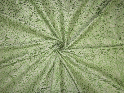 100% Silk Dupion Fabric Embroidery Pistachio green x green color 54&quot; DUP# E55[2]