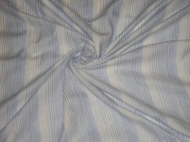 100% Chambray Linen Blue and White horizontal stripe Fabric 58" wide [987]