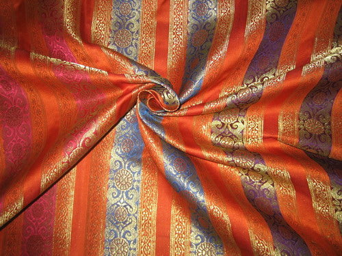 Silk Brocade fabric Multi color 44" wide can also be used as borders