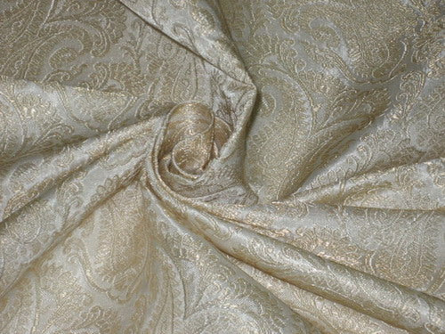 Pure Heavy Silk Brocade Fabric Ivory & Metallic Gold – The Fabric Factory