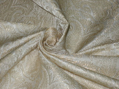 Silk Brocade fabric Black x metallic gold color 44 wide BRO776[4] –