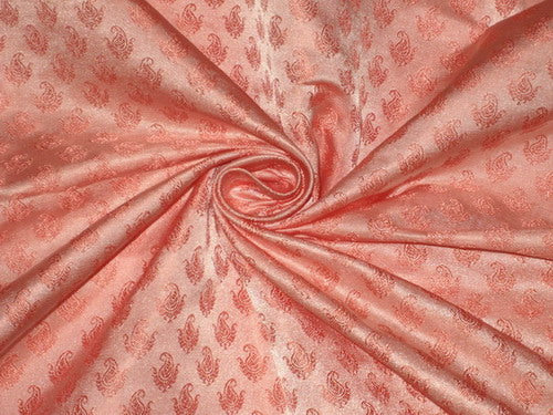 Silk Brocade Fabric Baby's Coral Pink 44&quot;