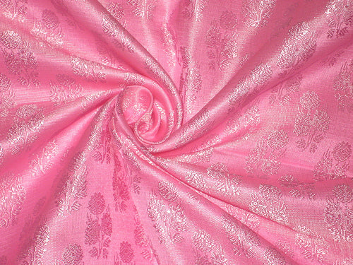 Silk Brocade Fabric Pink on Pink color 44&quot; BRO62[4]