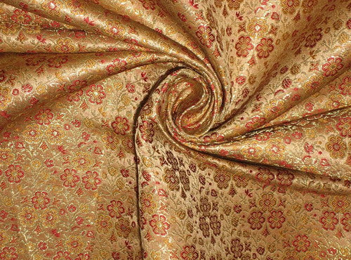 Silk Brocade fabric Red,Gold & Metallic Gold 44" wide BRO113[2]