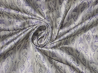 Silk Brocade fabric Silver & Purple Color 44" wide BRO99[5]