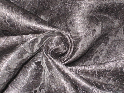 Heavy Silk Brocade Fabric Jet Black