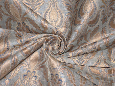Heavy Silk Brocade Fabric Pale Blue &amp; Metallic Gold