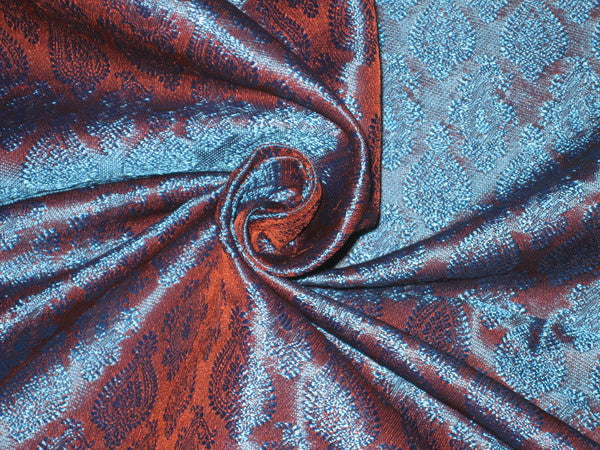 Silk Brocade fabric Rust & Blue iridescent 44" wide BRO82[5]
