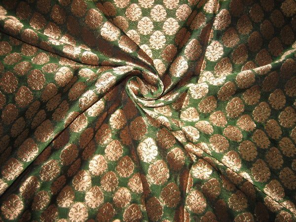 Silk Brocade fabric Green & Antique Gold 44" wide BRO105[5]