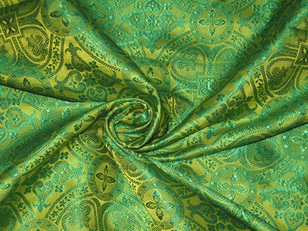 Silk Brocade Vestment Fabric Light&amp;Dark Green