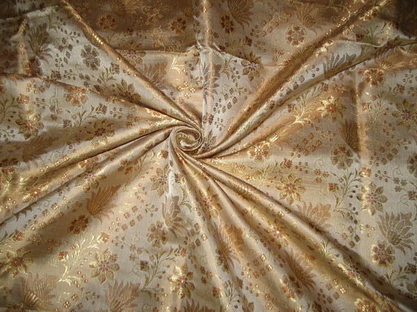 Silk Brocade fabric Gold &amp; Brown colour