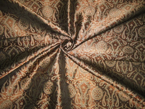 Silk Brocade Fabric Gold,Brown & Black Victorian 44" wide BRO125[3]
