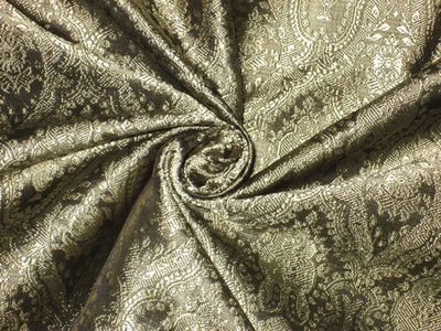 Silk Brocade Fabric Golden Cream & Black Victorian BRO125[2]