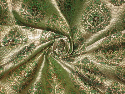 Silk Brocade fabric Metallic Bronze &amp; Green 44" wide BRO125[5]