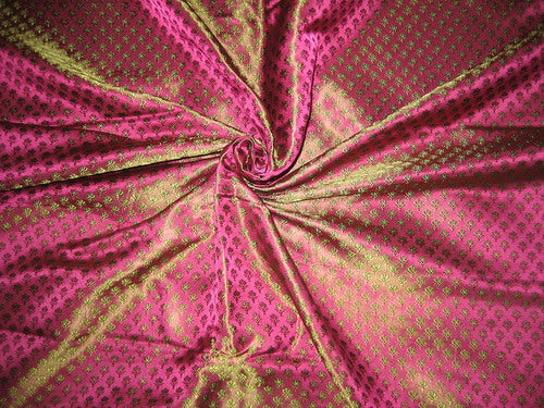 Silk Brocade fabric Pink &amp; Green colour
