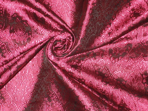 Brocade Fabric Hot Pink &amp; Black Victorian 44" wide BRO80[2]