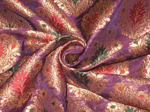Silk Brocade Fabric Gold,Green,Red &amp; Purple