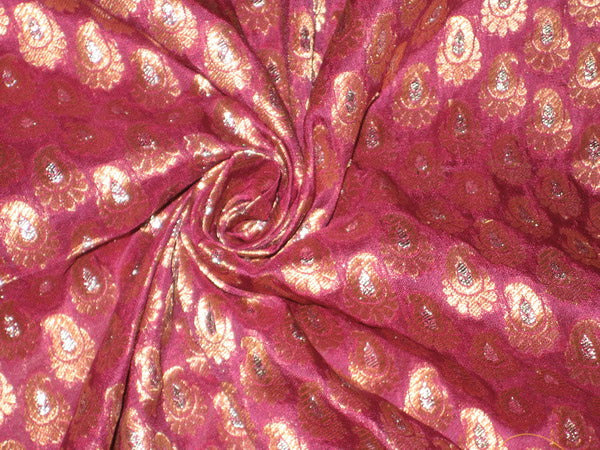 Silk Brocade Fabric Metallic Gold,Silver & Purple 44" wide BRO132[4]