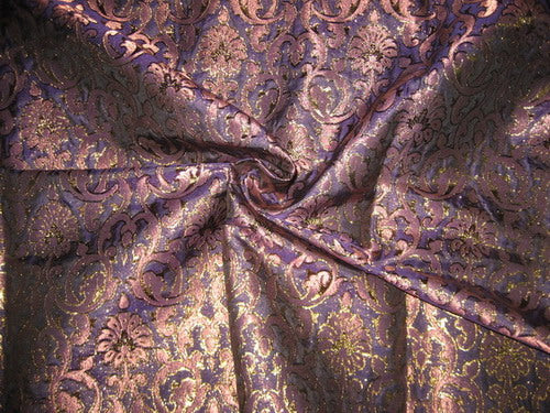 silk Brocade Fabric Light & Dark Purple & metallic bronze 44" wide BRO132[2]