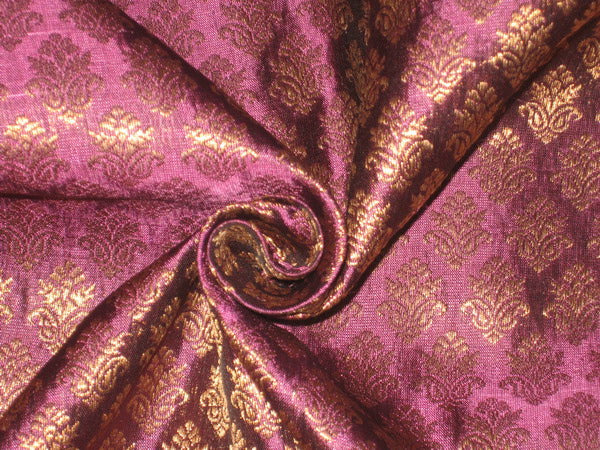 Silk Brocade fabric Metallic Gold &amp; Purple