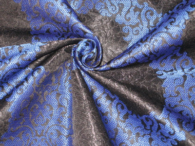 Heavy Silk Brocade Fabric Royal Blue &amp; Black 36" wide BRO139[2]