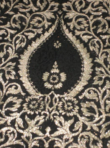 Heavy Pure Silk Brocade KING KHAB Fabric Metallic Gold &amp; Black*BRO139[1]