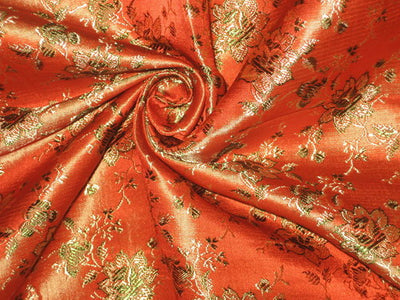 Silk Brocade fabric Orange,Gold & Green 44"  wide BRO19[3]