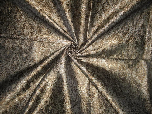 Silk Brocade fabric Brown,Beige &amp; Black 44&quot;