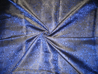 Silk Brocade Vestment Fabric Blue & Black 44" wide BRO141[1]